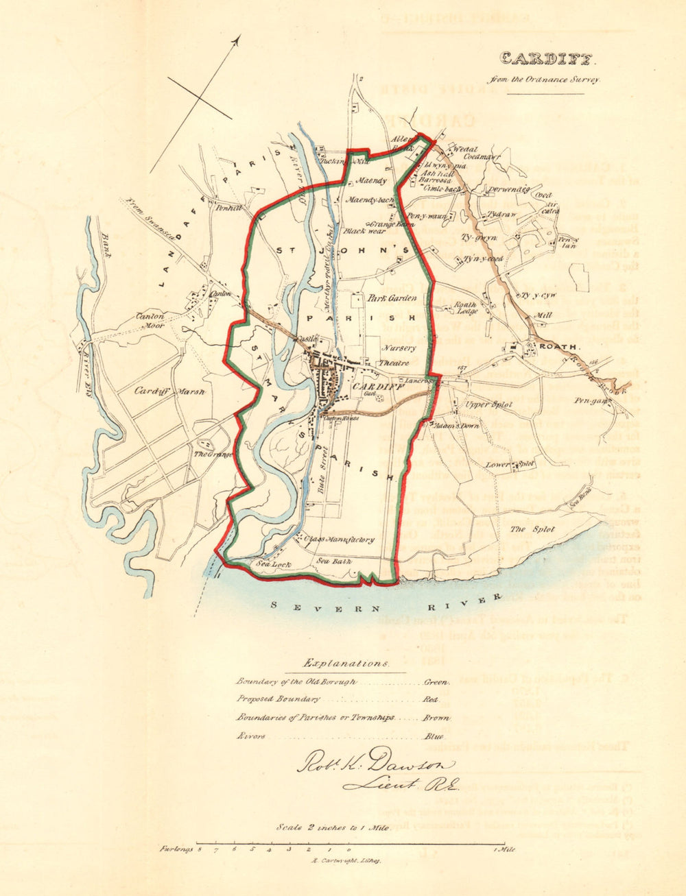 CARDIFF/CAERDYDD borough/town plan. REFORM ACT. Roath. Wales. DAWSON 1832 map