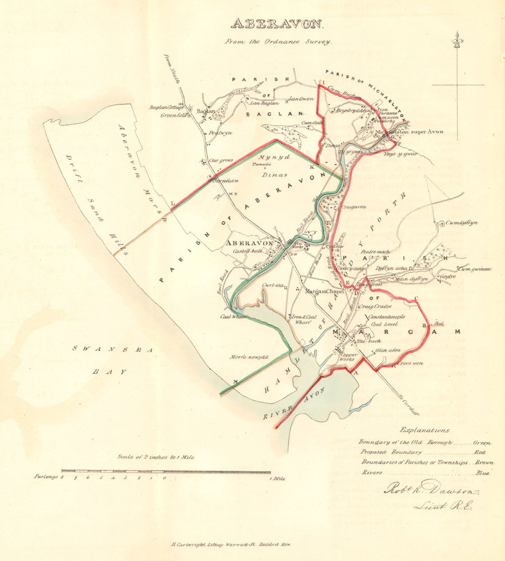 ABERAVON/ABERAFAN borough/town plan REFORM ACT Neath Port Talbot DAWSON 1832 map