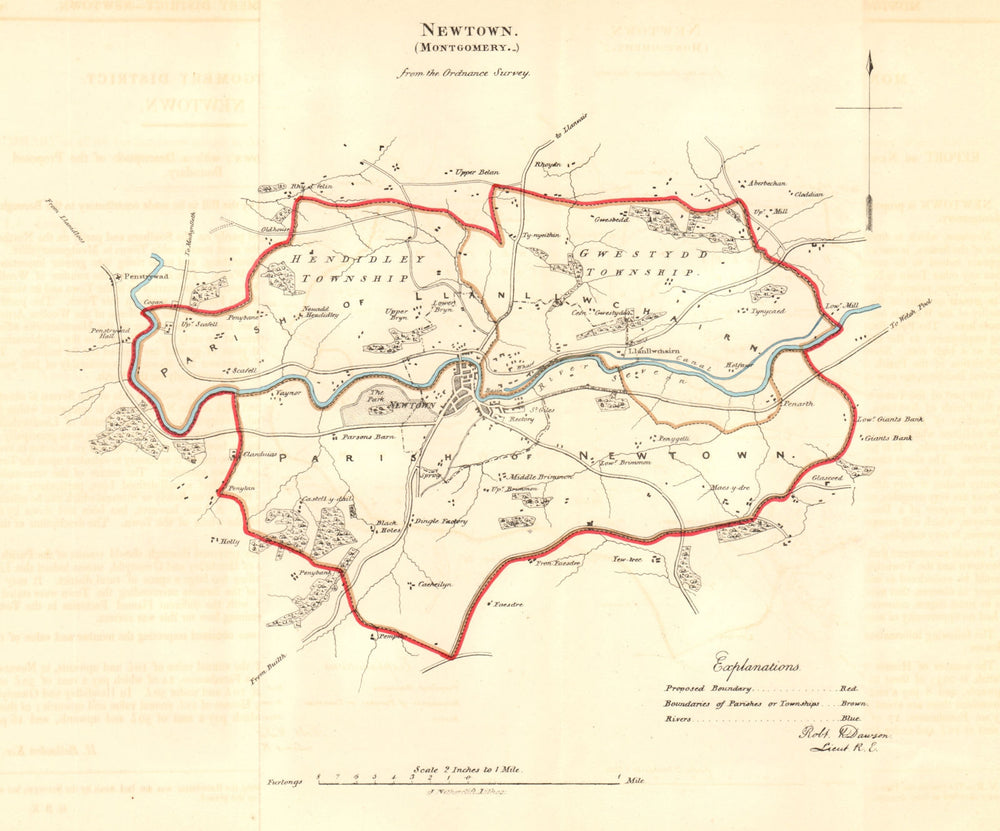 NEWTOWN/Y DRENEWYDD borough/town plan REFORM ACT Montgomeryshire DAWSON 1832 map
