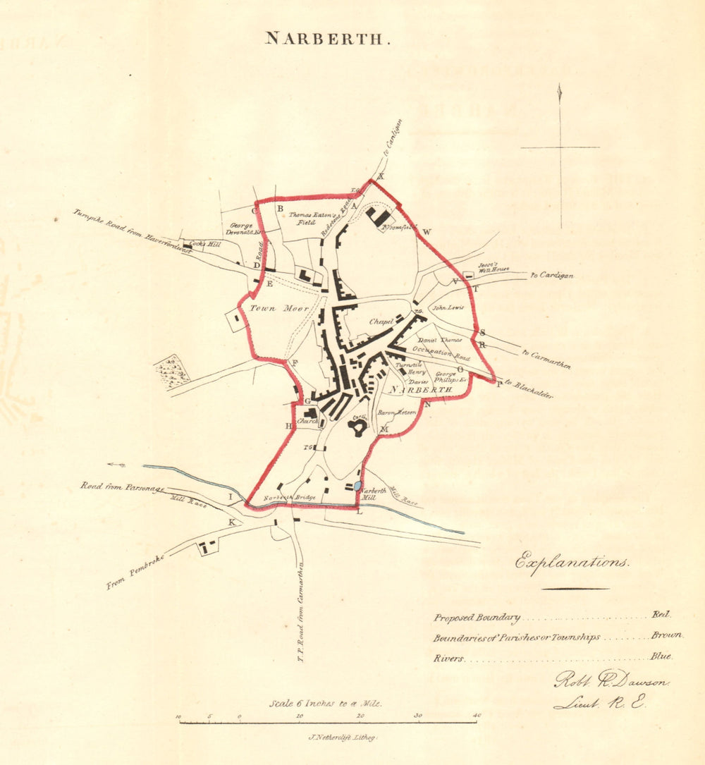 NARBERTH borough/town plan for the REFORM ACT. Wales. DAWSON 1832 old map