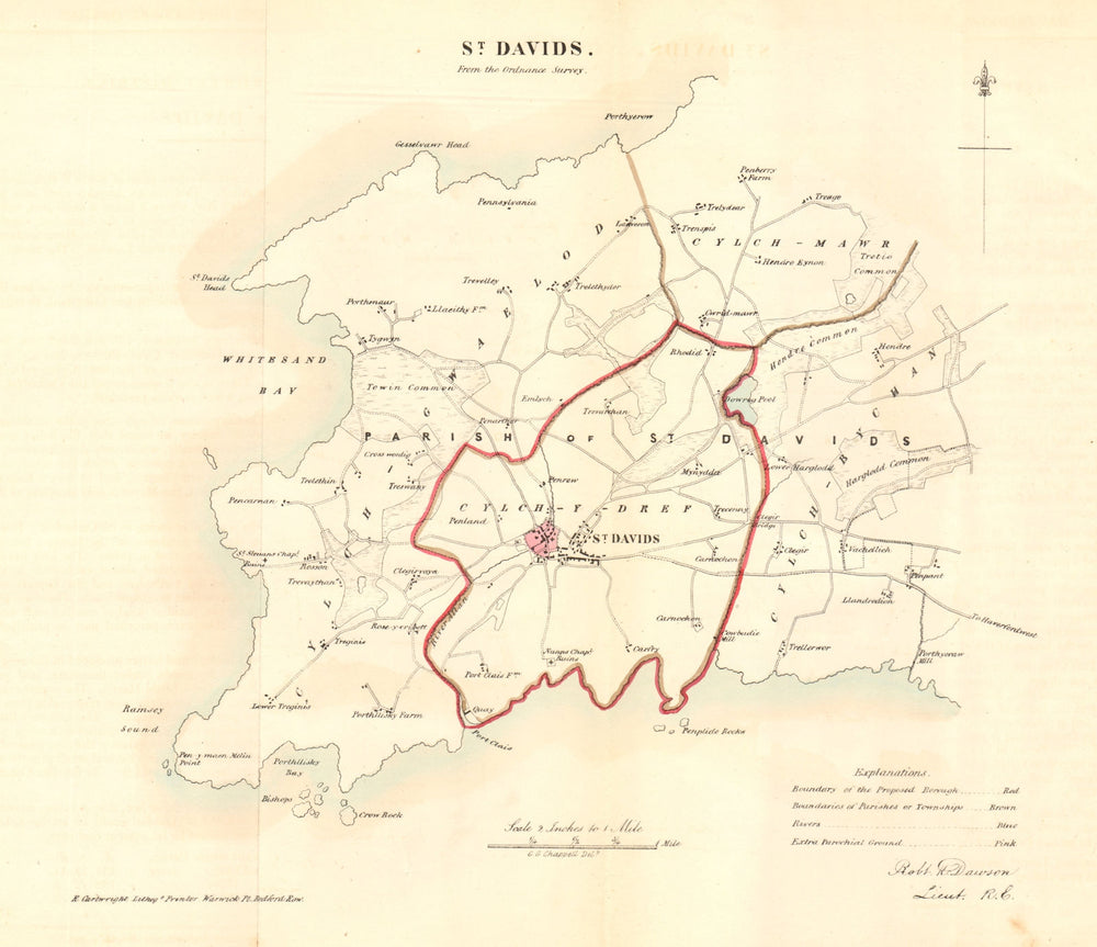 ST. DAVID'S/TYDDEWI borough/town plan & peninsula. REFORM ACT. DAWSON 1832 map