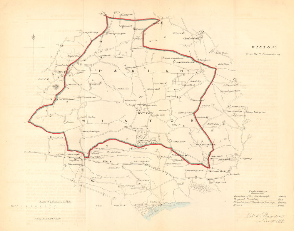 WISTON/CAS-WIS borough/town plan. REFORM ACT. Clarbeston. Wales. DAWSON 1832 map