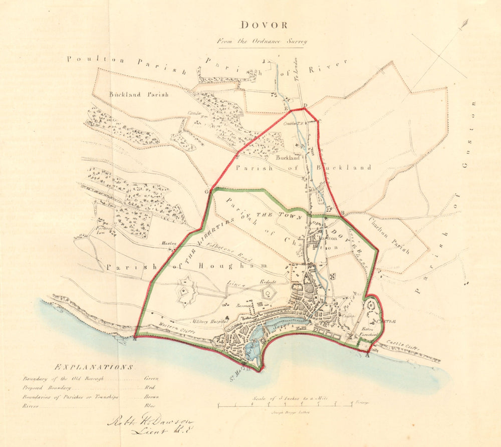 DOVER borough/town plan for the REFORM ACT. Kent. DAWSON 1832 old antique map