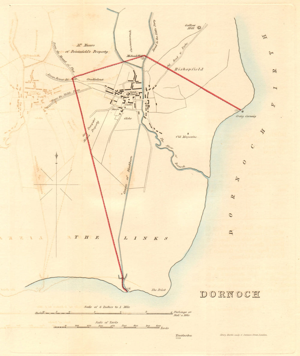 DORNOCH borough/town plan for the REFORM ACT. Highlands, Scotland 1832 old map
