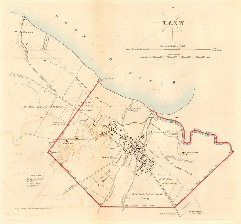TAIN borough/town plan for the REFORM ACT. Highlands, Scotland 1832 old map