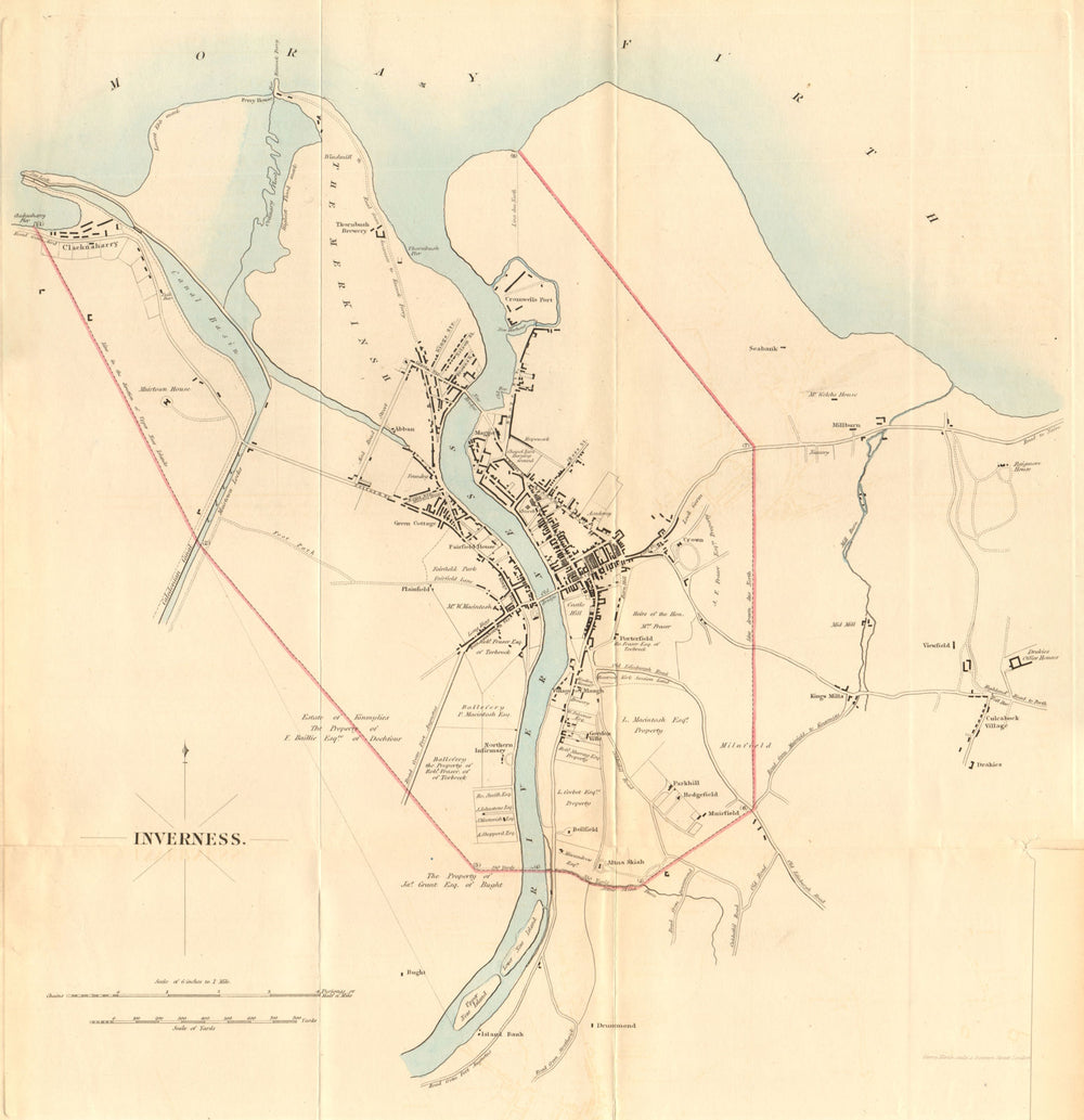 INVERNESS borough/town plan for the REFORM ACT. Clachnaharry. DAWSON 1832 map