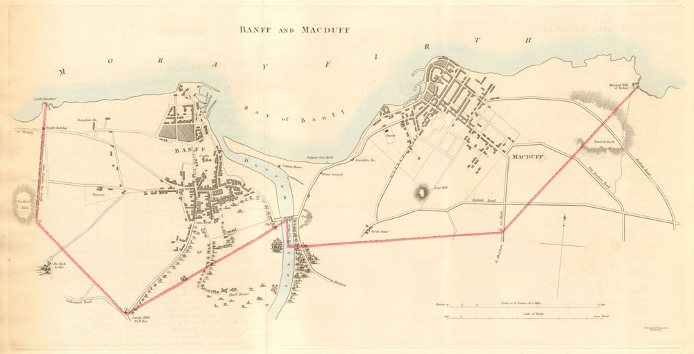 BANFF & MACDUFF borough/town plan for the REFORM ACT. Scotland. DAWSON 1832 map