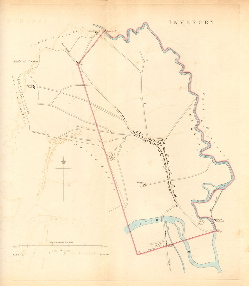 INVERURIE borough/town plan for the REFORM ACT. Scotland. DAWSON 1832 old map
