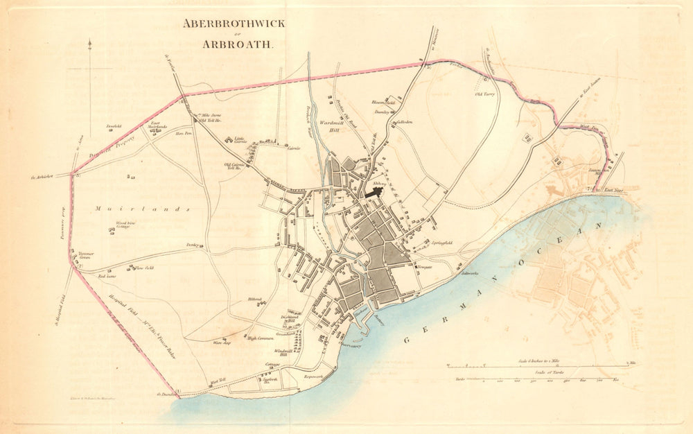 ABERBROTHWICK (ARBROATH) borough/town plan REFORM ACT. Scotland. DAWSON 1832 map
