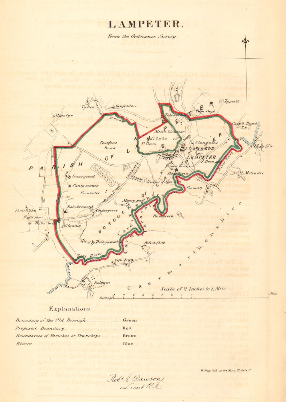 LAMPETER/LLAMBED borough/town plan. REFORM ACT. Cwmann. Wales. DAWSON 1832 map
