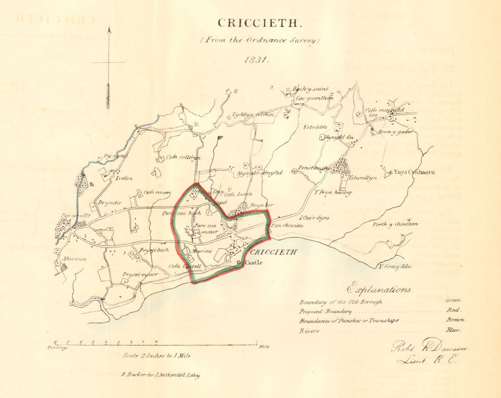 CRICCIETH/CRICIETH borough/town plan for the REFORM ACT. Wales. DAWSON 1832 map