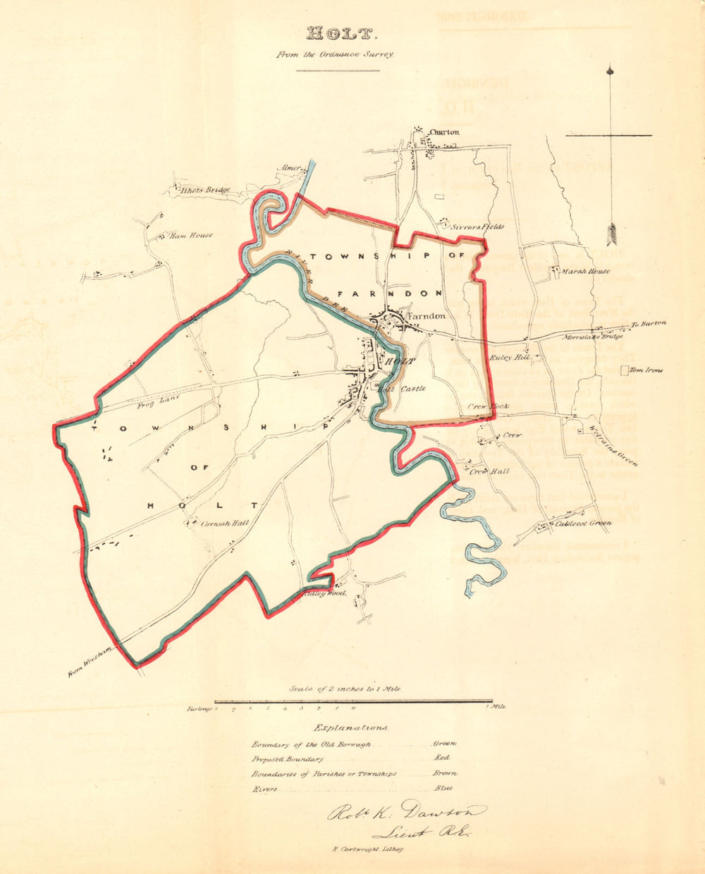 HOLT & FARNDON borough/town plan. REFORM ACT. Churton. Wales. DAWSON 1832 map