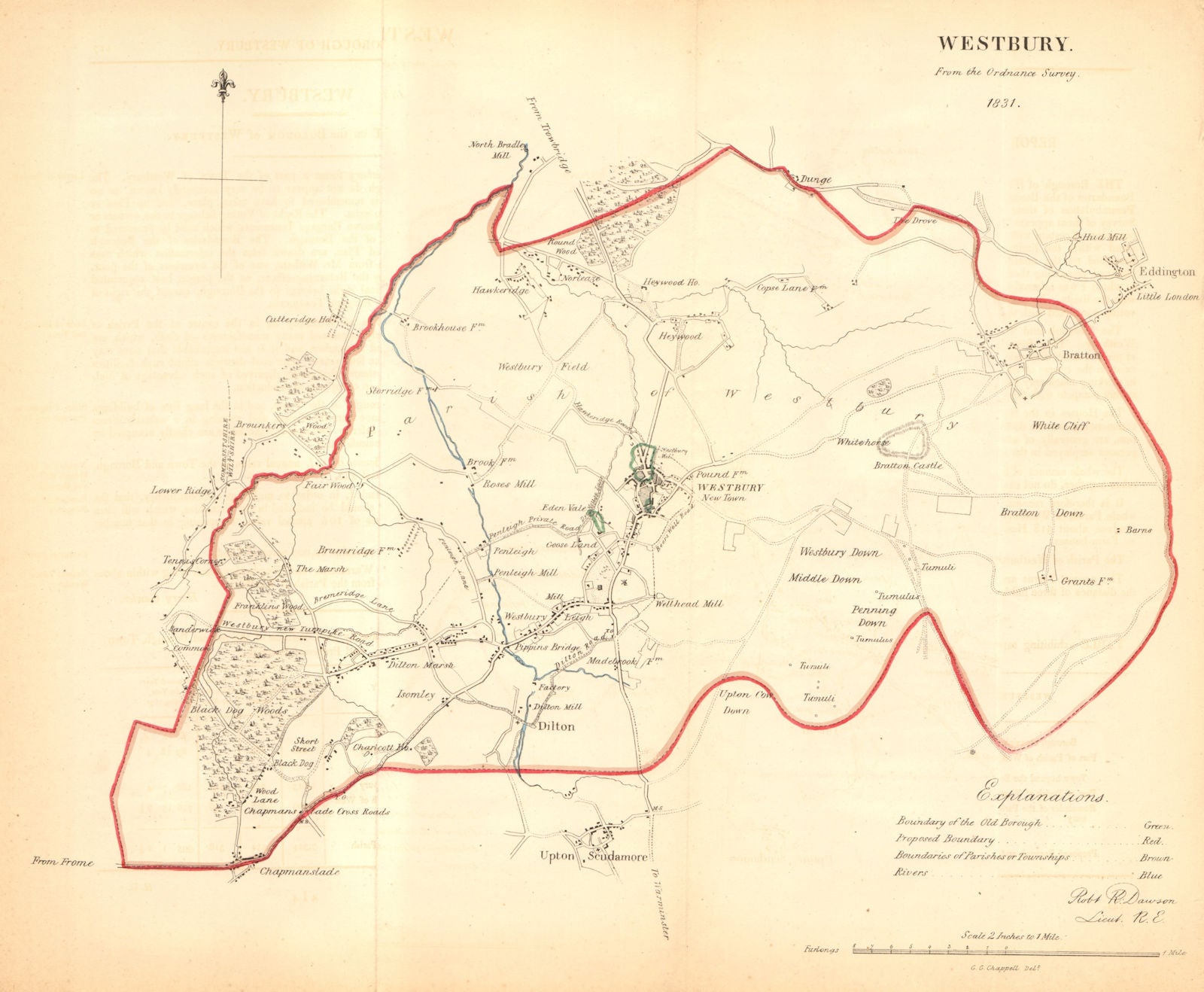 WESTBURY borough/town plan. REFORM ACT. Heywood. Wiltshire. DAWSON 1832 ...