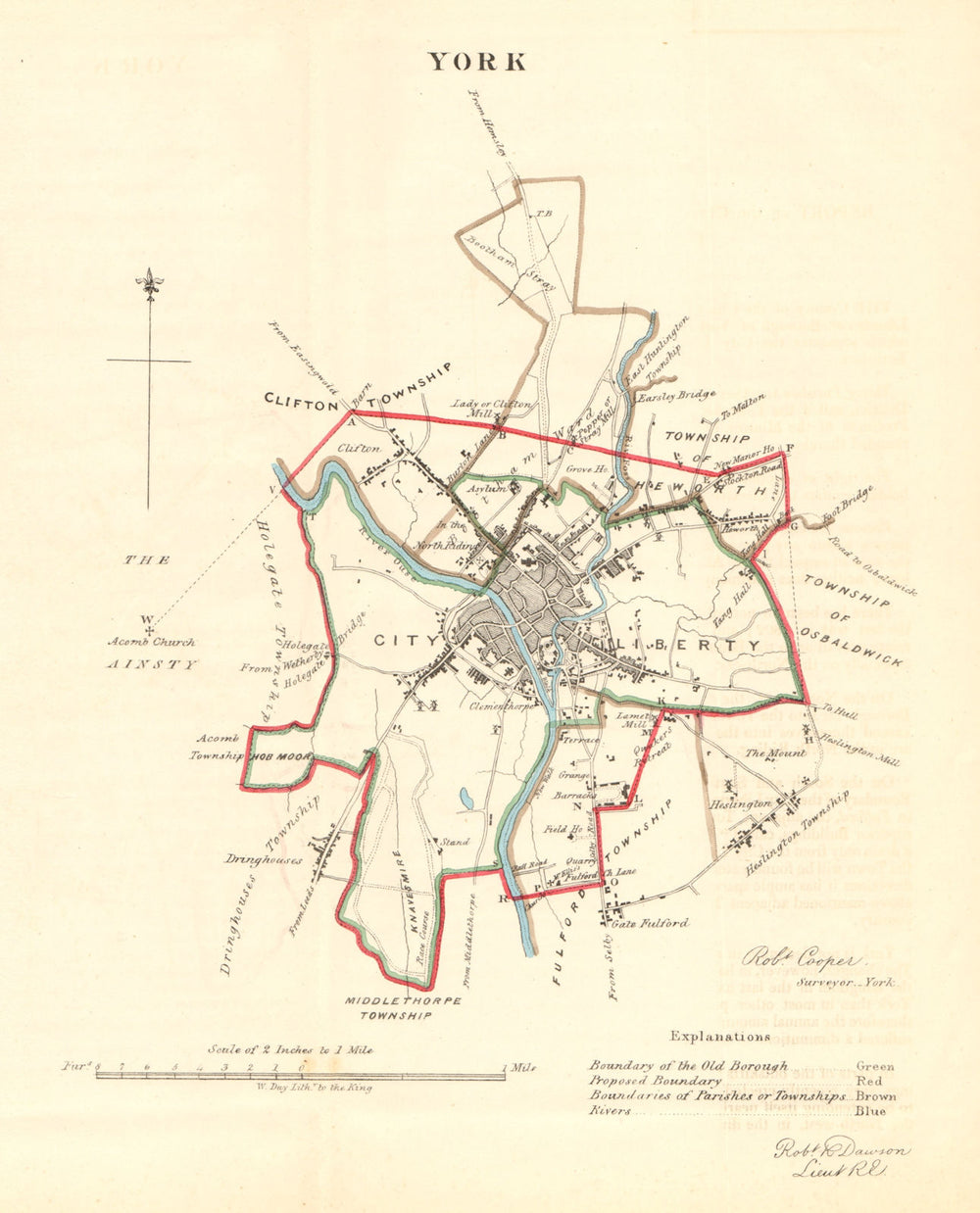 YORK  borough/town/city plan. REFORM ACT. Heworth. Yorkshire. DAWSON 1832 map