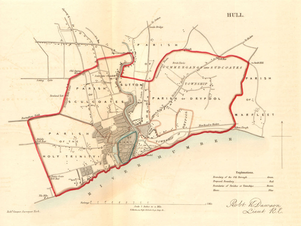 HULL borough/town plan. REFORM ACT. Yorkshire. DAWSON 1832 old antique map