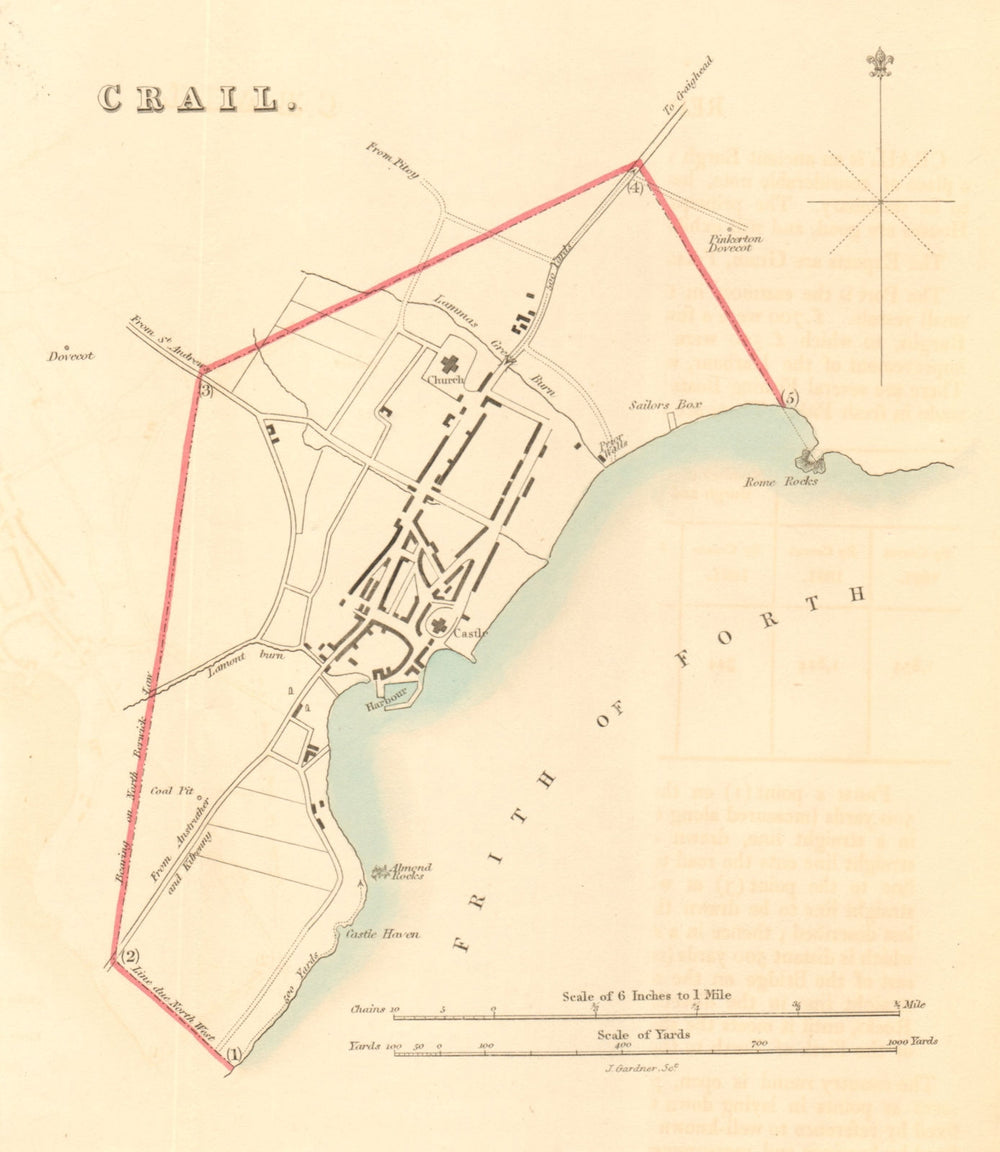 CRAIL borough/town plan for the REFORM ACT. Scotland 1832 old antique map