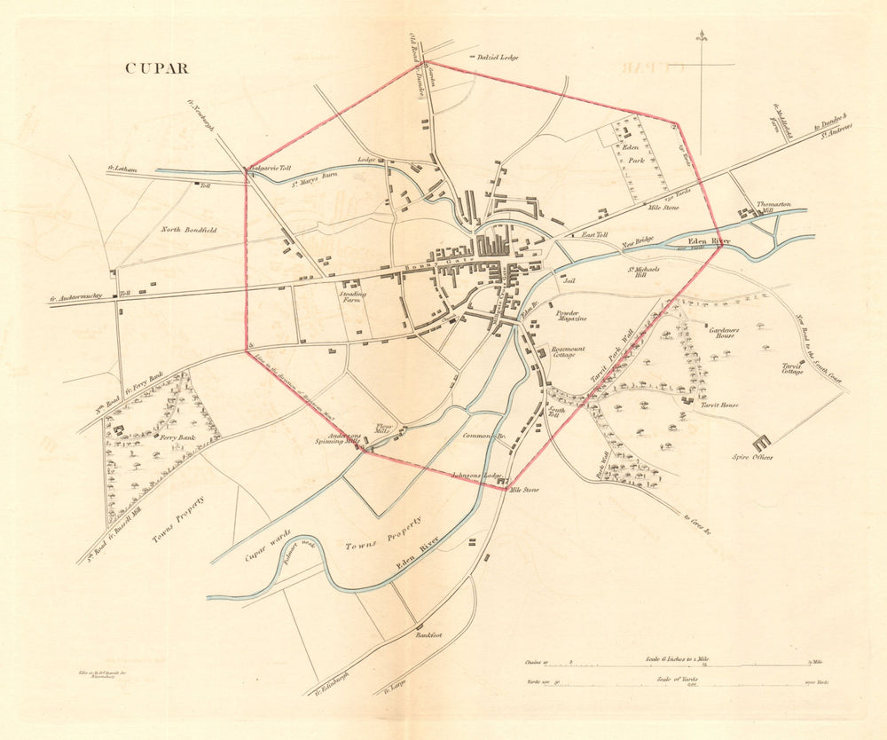 CUPAR borough/town plan for the REFORM ACT. Scotland 1832 old antique map