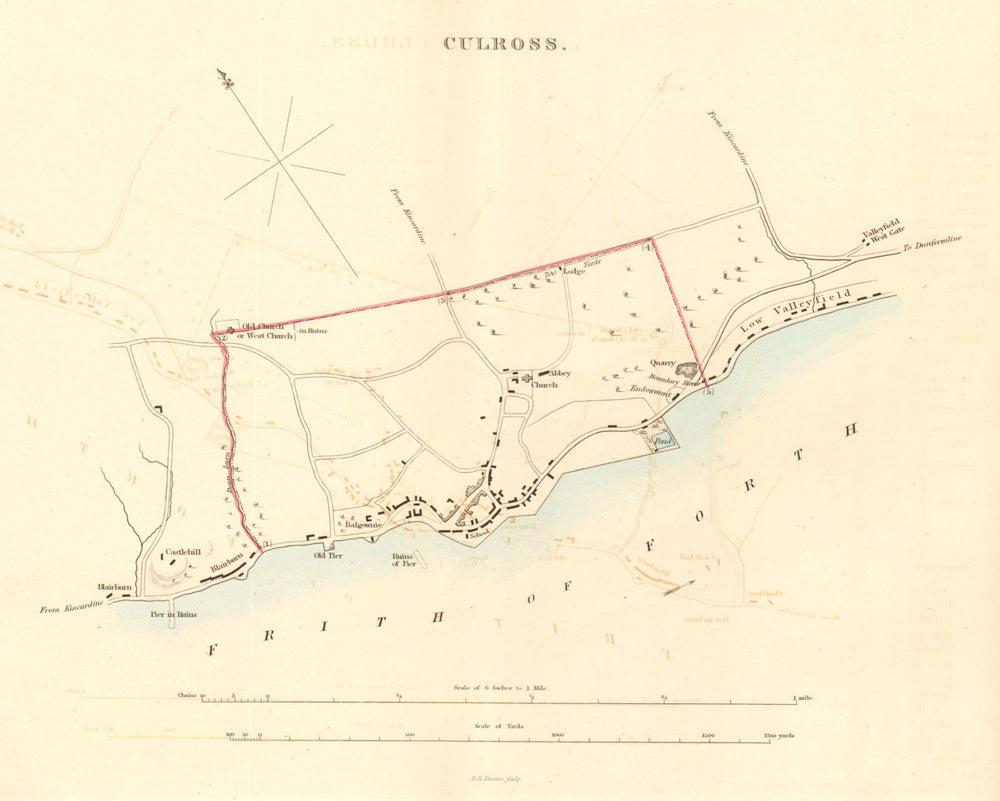 CULROSS borough/town plan for the REFORM ACT. Low Valleyfield. Scotland 1832 map