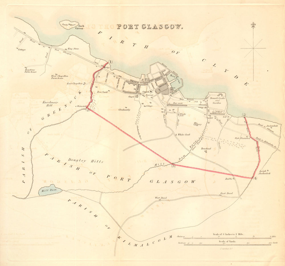 PORT GLASGOW borough/town plan for the REFORM ACT. Scotland 1832 old map