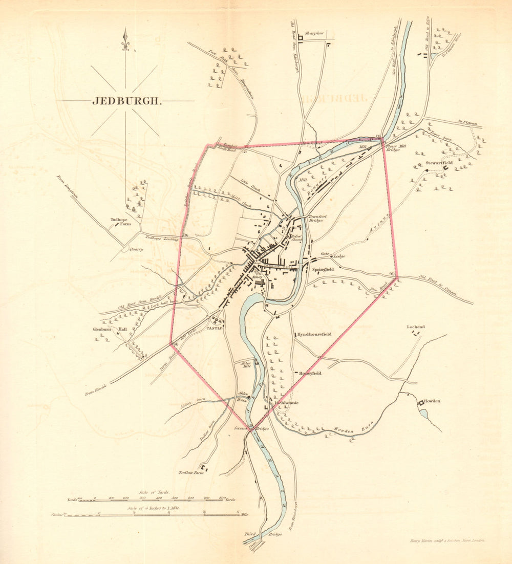 JEDBURGH borough/town plan for the REFORM ACT. Scotland 1832 old antique map