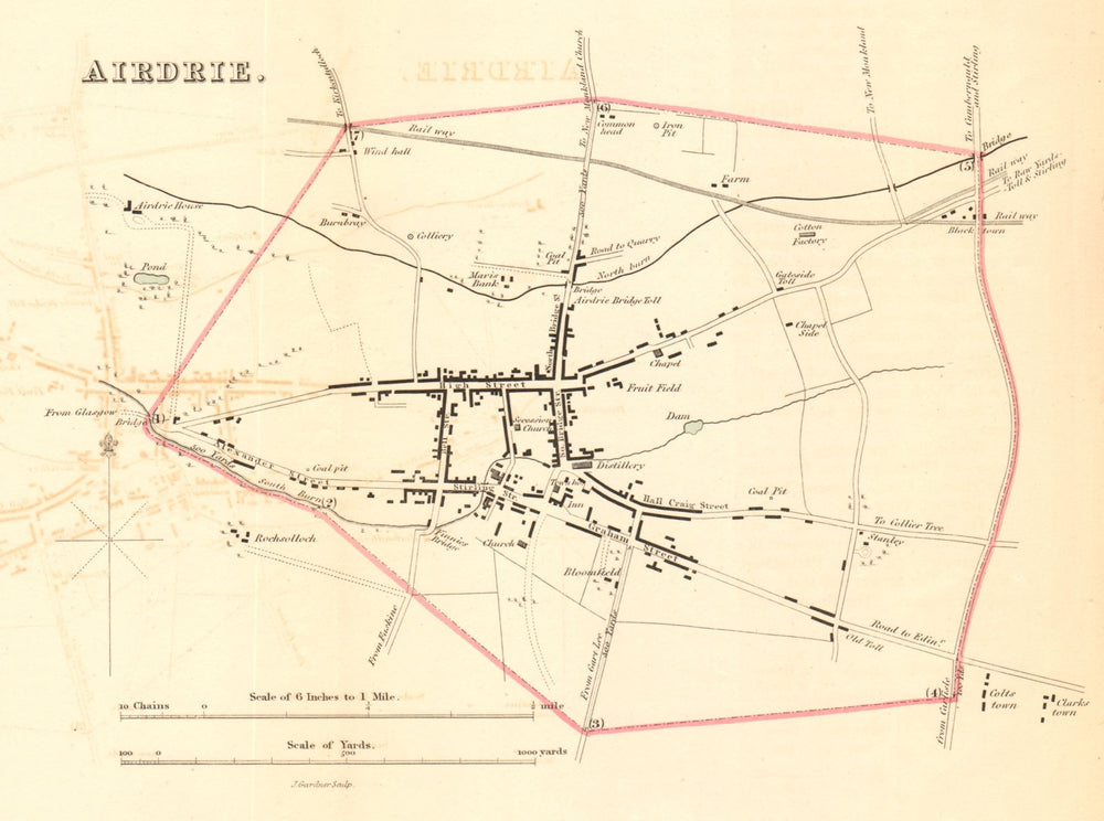 AIRDRIE borough/town plan for the REFORM ACT. Scotland 1832 old antique map