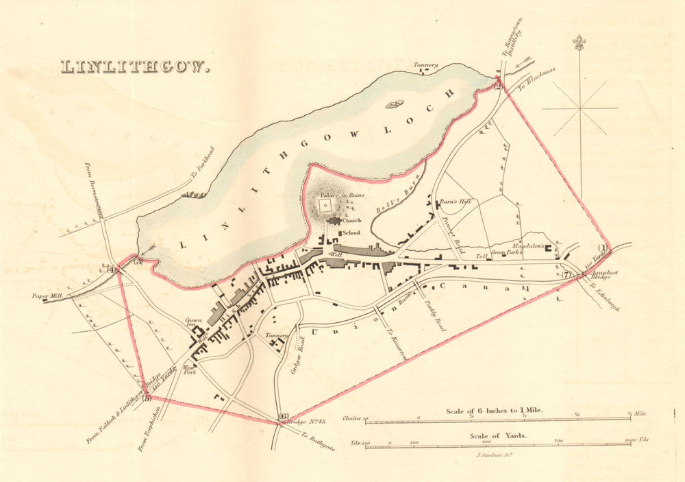 LINLITHGOW borough/town plan for the REFORM ACT. Scotland 1832 old antique map
