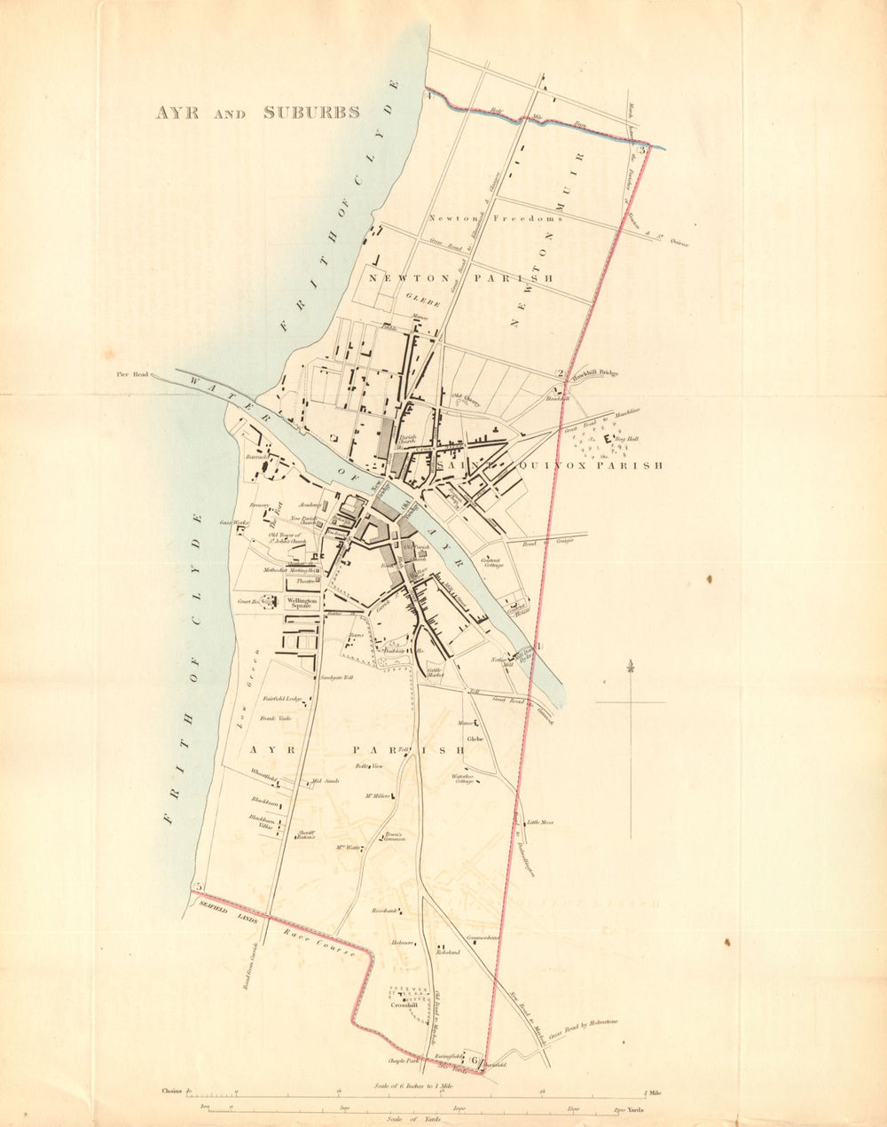 AYR & SUBURBS borough/town plan for the REFORM ACT. Scotland 1832 old map
