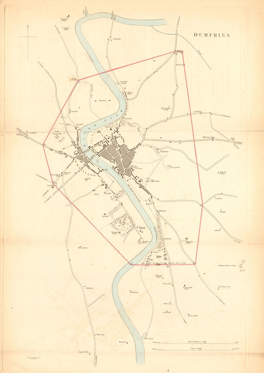 DUMFRIES borough/town plan for the REFORM ACT. Maxwelltown. Scotland 1832 map