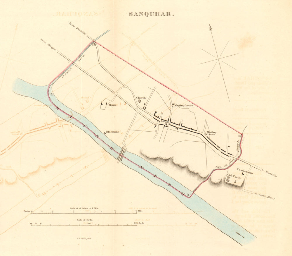 SANQUHAR borough/town plan for the REFORM ACT. Scotland 1832 old antique map