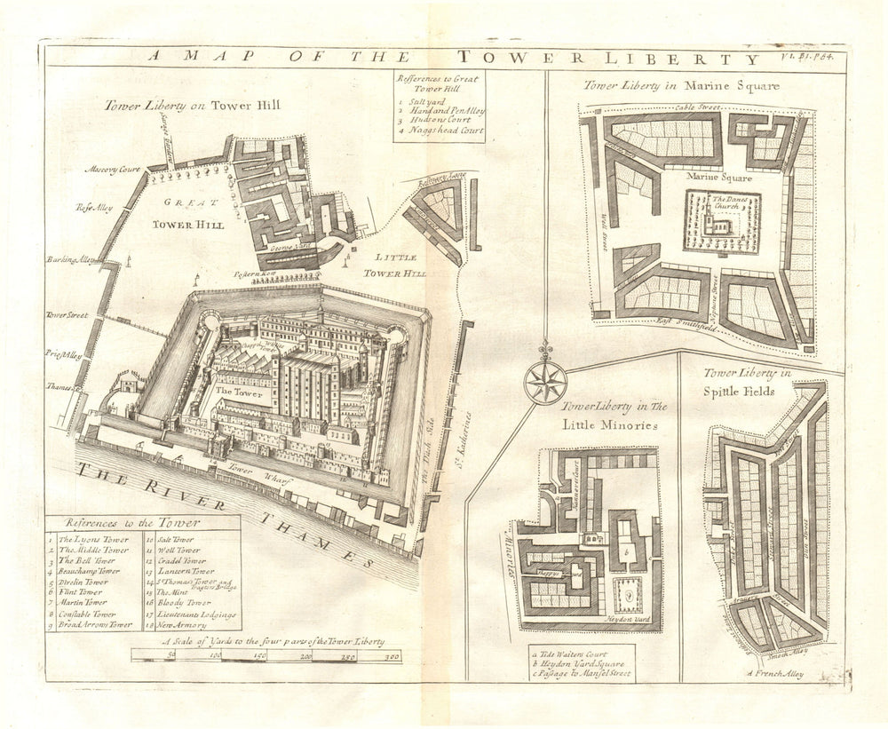 'Map of the the Tower Liberty'. Tower of London/Tower Hill. STOW/STRYPE 1720