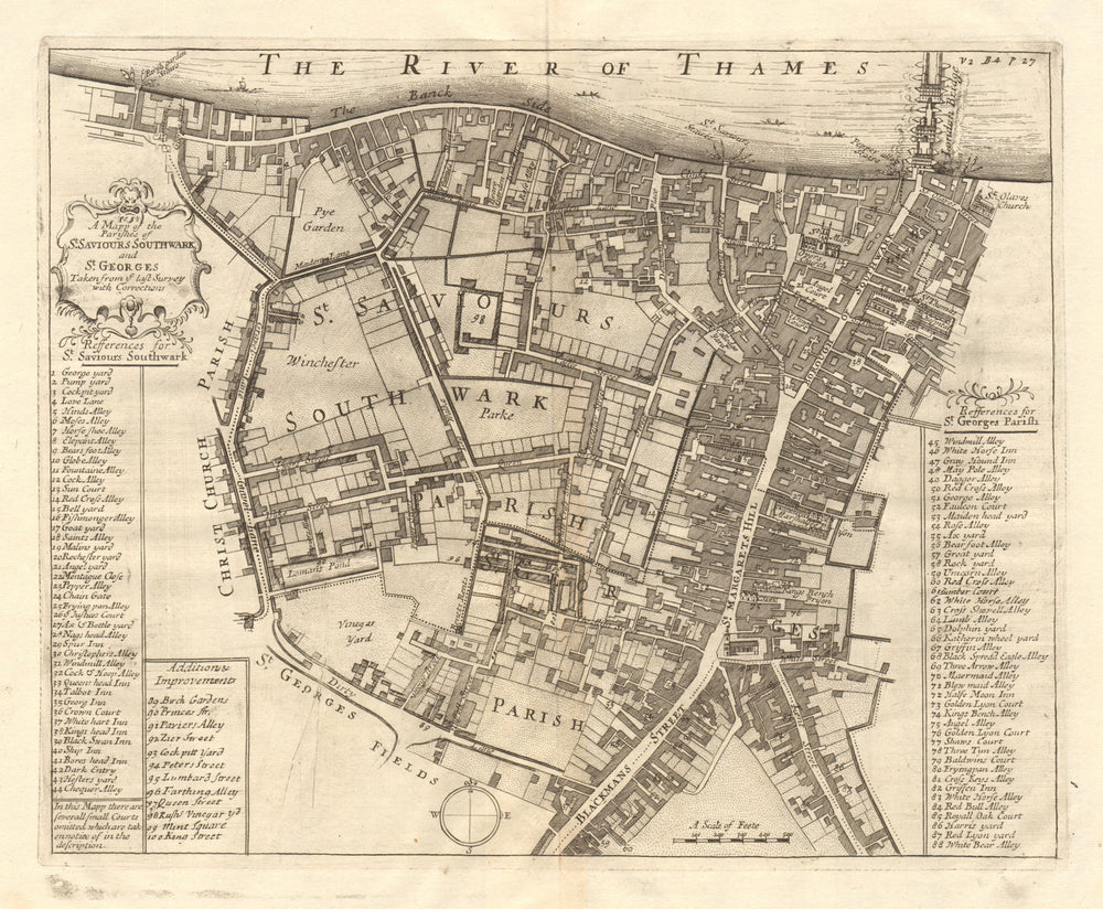 The parishes of St Saviour's, Southwark & St George's. STOW/STRYPE 1720 map
