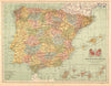 SPAIN PORTUGAL. ESPAÑA. Iberia mapa antiguo. ALBERTO MARTIN c1911 old