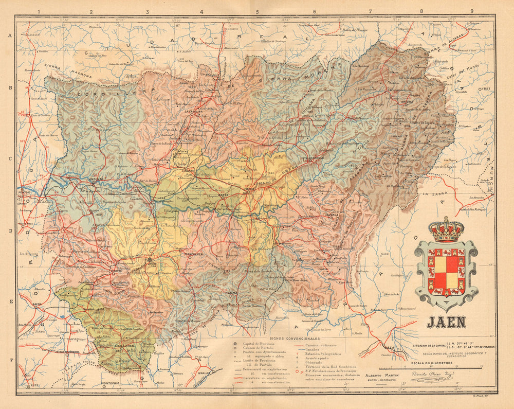 JAÉN. Jaen. Andalucia. Mapa antiguo de la provincia. ALBERTO MARTIN c1911
