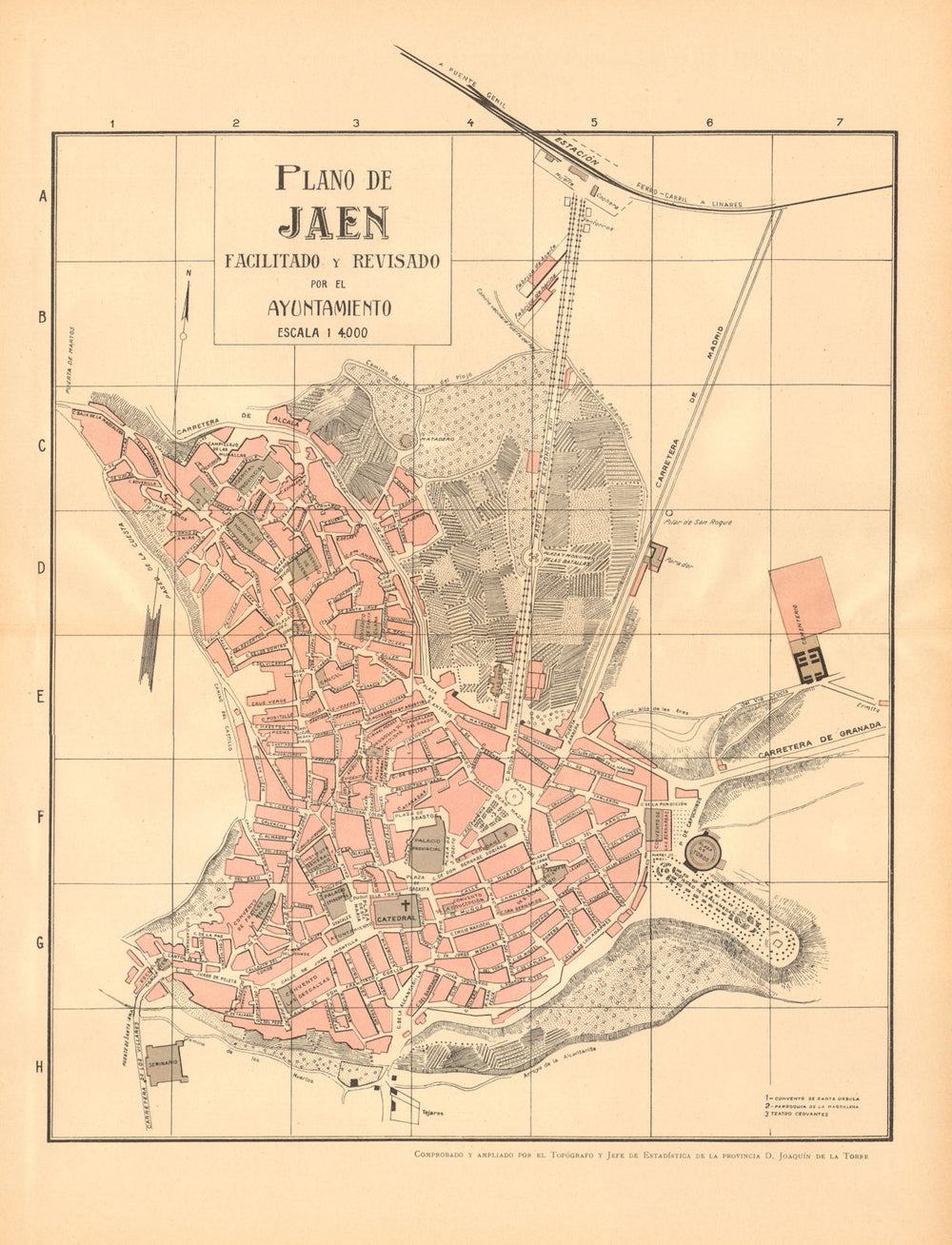 JAEN. Plano antiguo de la cuidad. Antique town/city plan. MARTIN c1911 old map