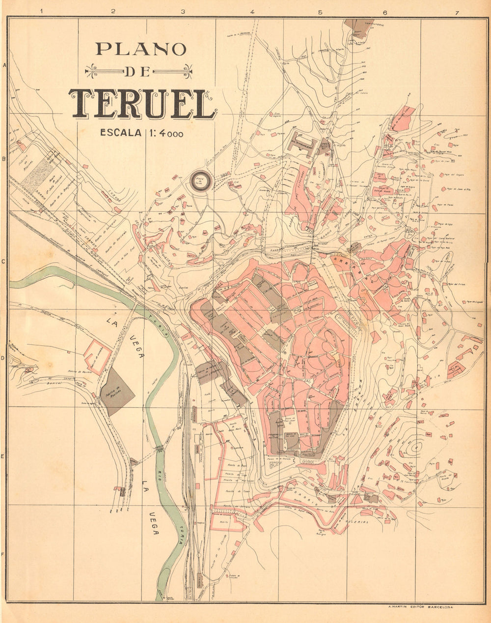 TERUEL. Plano antiguo de la cuidad. Antique town/city plan. MARTIN c1911 map