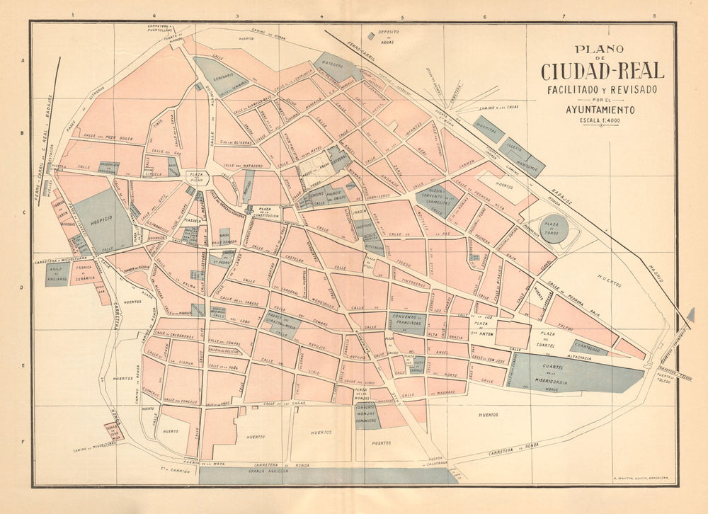 CIUDAD REAL. Plano antiguo de la cuidad Antique town/city plan. MARTIN c1911 map