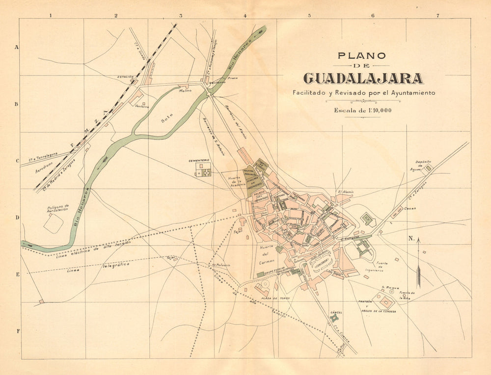 GUADALAJARA España Plano antiguo cuidad Antique town/city plan. MARTIN c1911 map