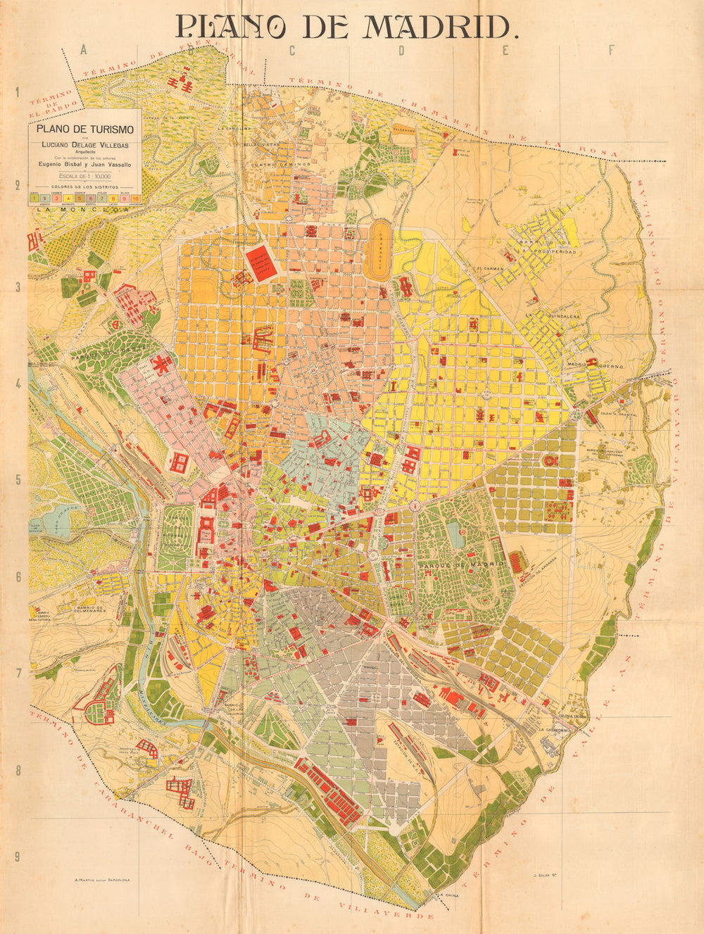 MADRID. Plano antiguo de la cuidad. Antique town/city plan. MARTIN c1911 map