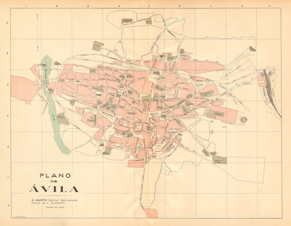 AVILA. Plano antiguo de la cuidad. Antique town/city plan. MARTIN c1911 map