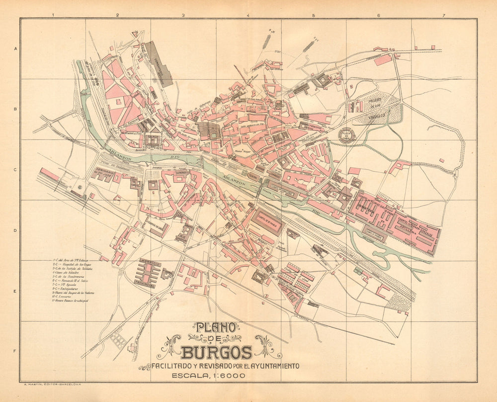 BURGOS. Plano antiguo de la cuidad. Antique town/city plan. MARTIN c1911 map