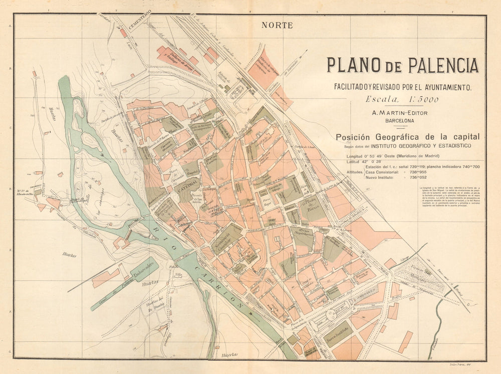 PALENCIA. Plano antiguo de la cuidad. Antique town/city plan. MARTIN c1911 map