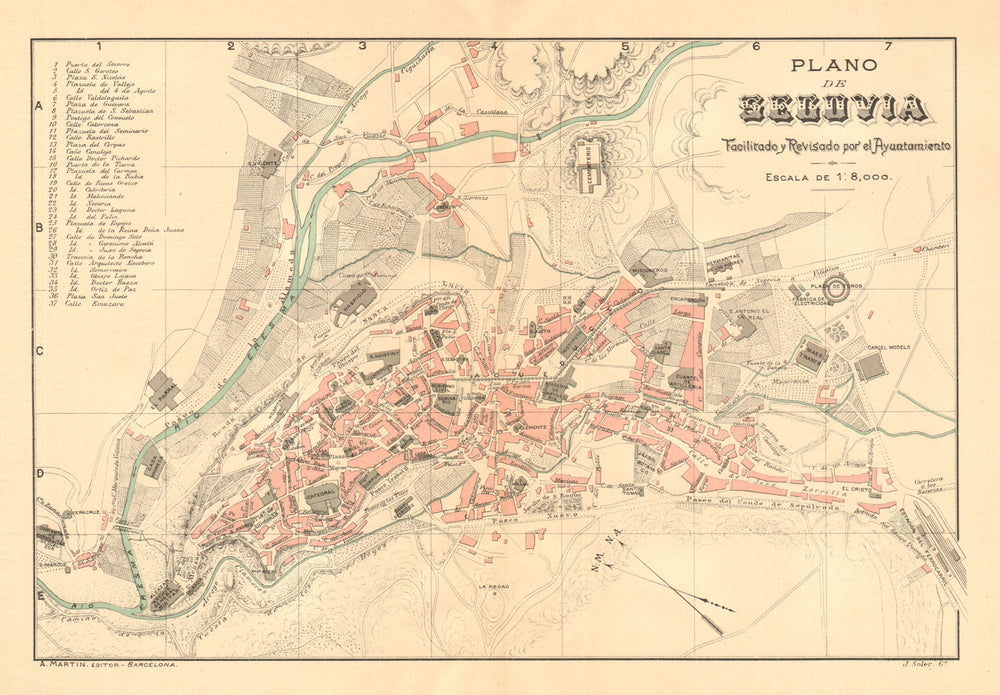 SEGOVIA. Plano antiguo de la cuidad. Antique town/city plan. MARTIN c1911 map