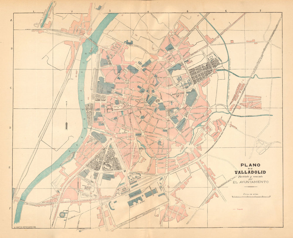 VALLADOLID. Plano antiguo de la cuidad. Antique town/city plan. MARTIN c1911 map
