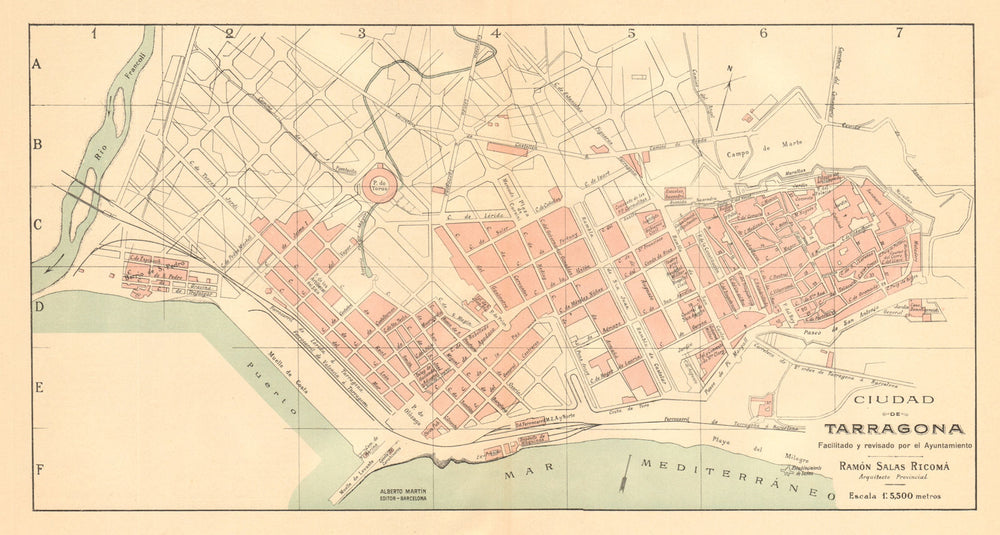 TARRAGONA. Plano antiguo de la cuidad. Antique town/city plan. MARTIN c1911 map