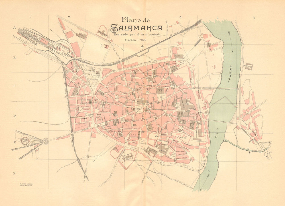 SALAMANCA. Plano antiguo de la cuidad. Antique town/city plan. MARTIN c1911 map