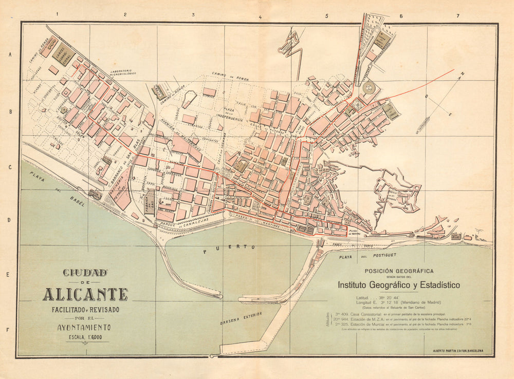 ALICANTE Alacant. Plano antiguo cuidad. Antique town/city plan. MARTIN c1911 map
