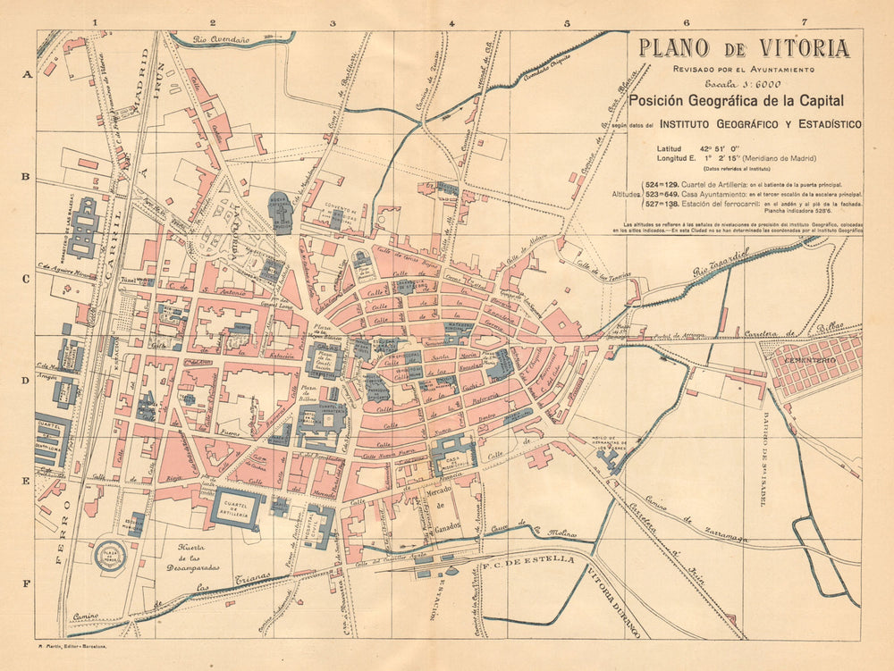 VITORIA. Plano antiguo de la cuidad. Antique town/city plan. MARTIN c1911 map