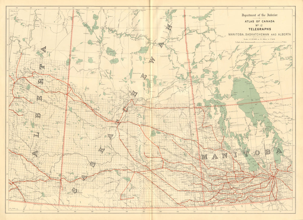 Manitoba, Saskatchewan and Alberta. TELEGRAPH CABLES. Canada. WHITE 1906 map