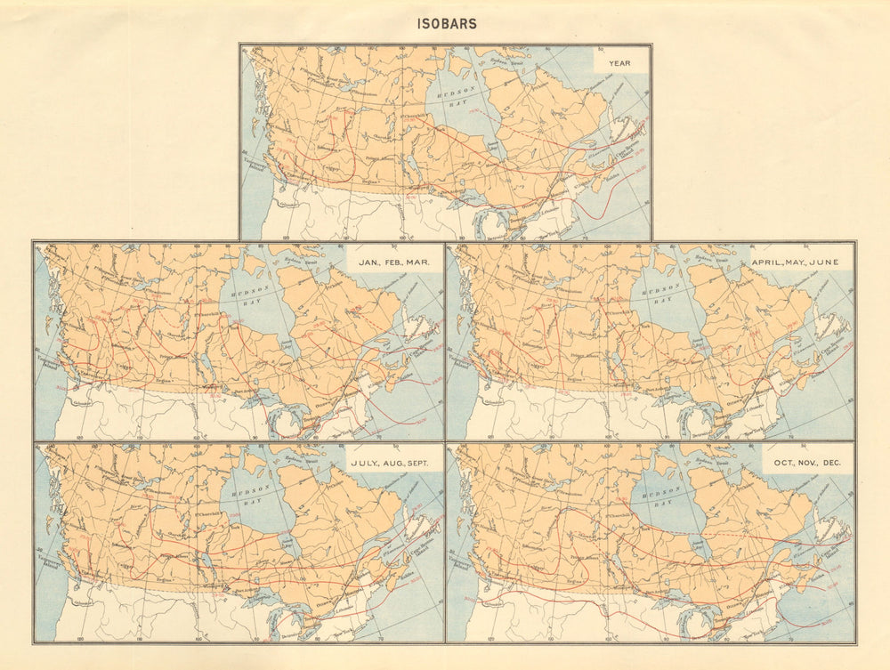 CANADA Isobars. WHITE 1906 old antique vintage map plan chart