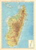 COLONIAL MADAGASCAR. Physique physical. Comoros & Mayotte 1938 old vintage map